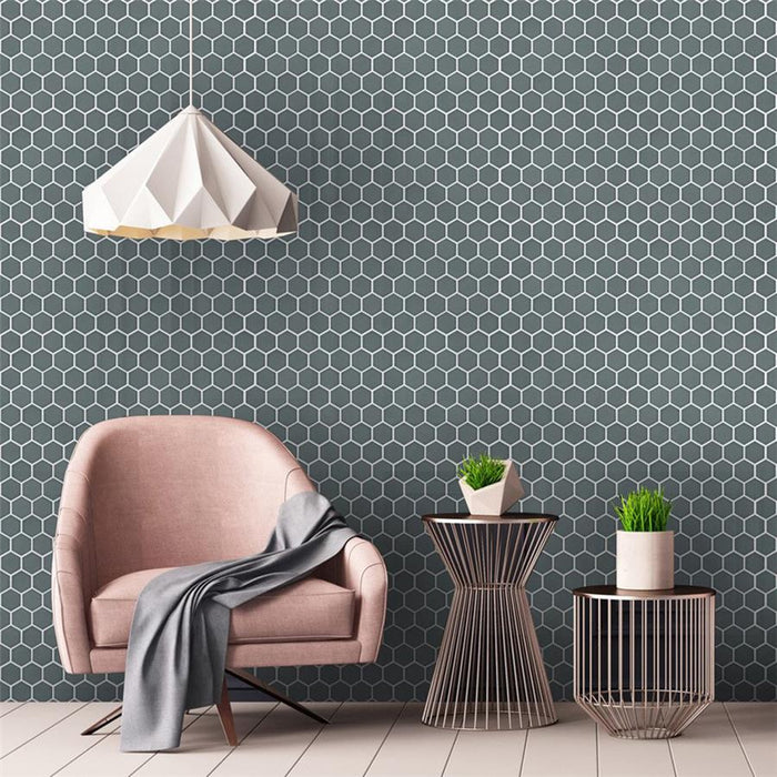 SomerTile - Tribeca Hex 2" Mosaic - Glossy Mist Wall Install