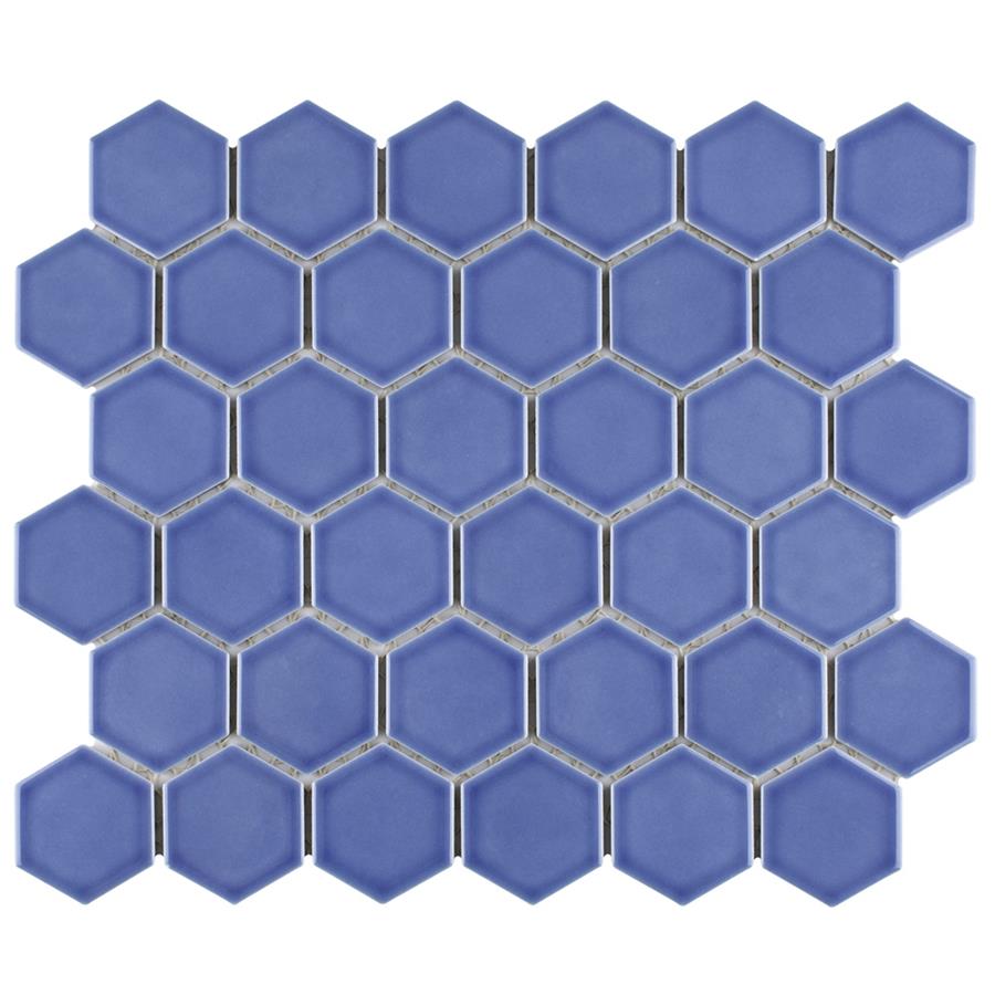 SomerTile - Tribeca Hex 2&quot; Mosaic - Glossy Periwinkle