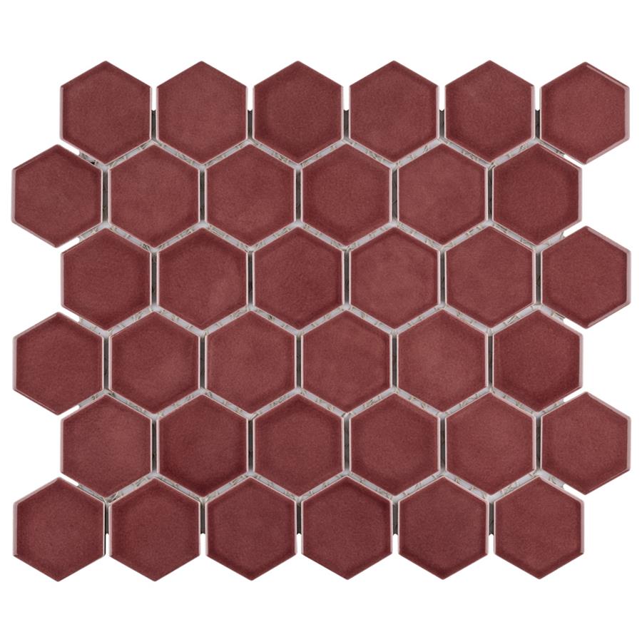 SomerTile - Tribeca Hex 2" Mosaic - Glossy Rusty Red