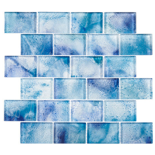 Bellagio - Frothy Swirls Collection - Glass Brick Mosaic - Ink Drops