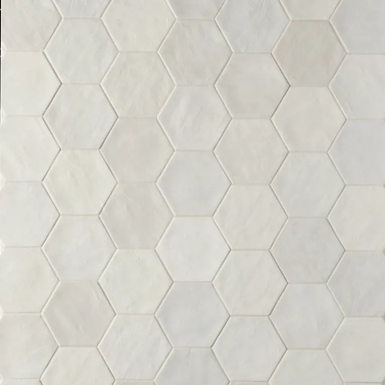 Arizona Tile - Spark Series - 6&quot; x 7&quot; Ceramic Hex Tile - Ivory