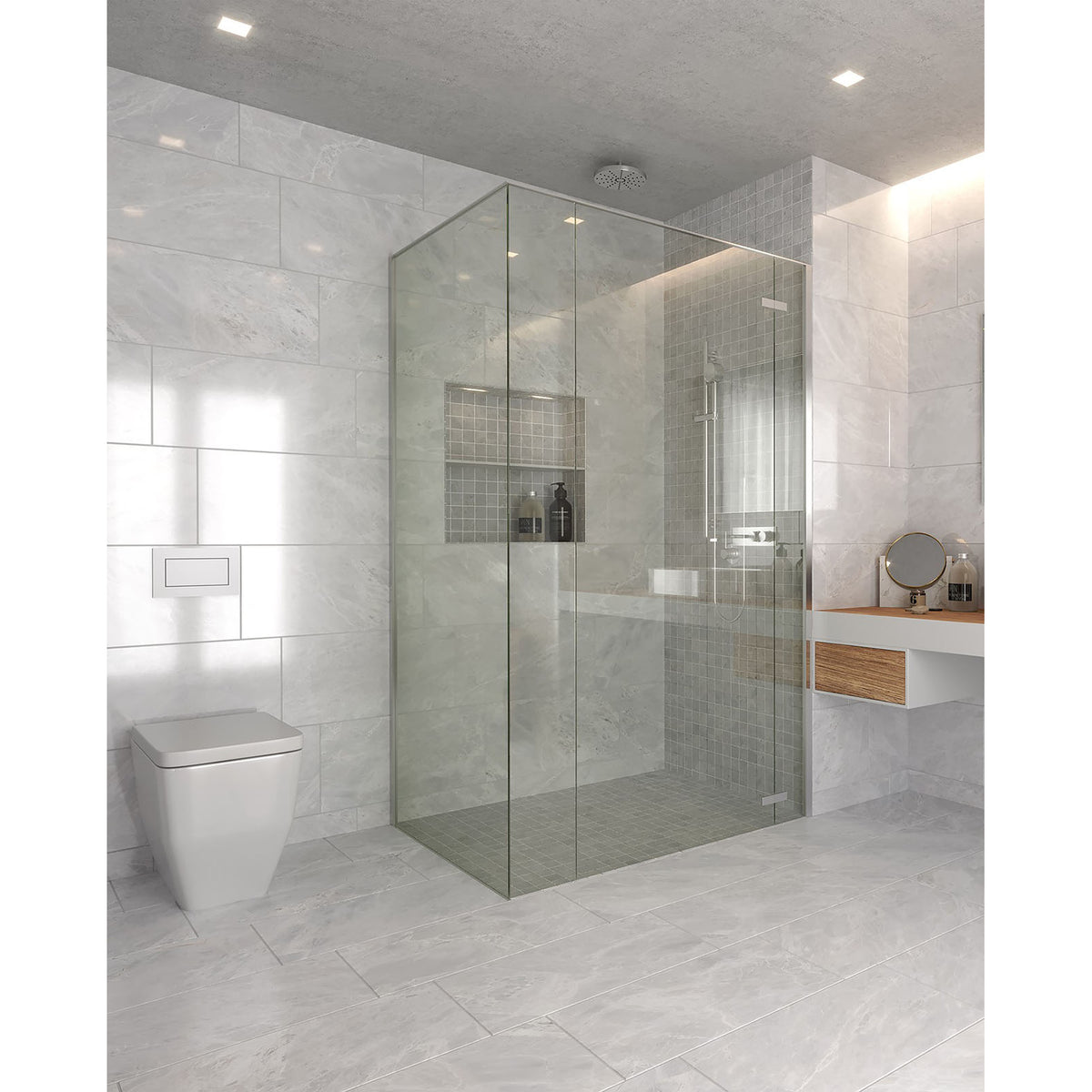 Floors 2000 - Alpha 12 in. x 24 in. Matte Porcelain Tile - Bianco Polished Room Scene