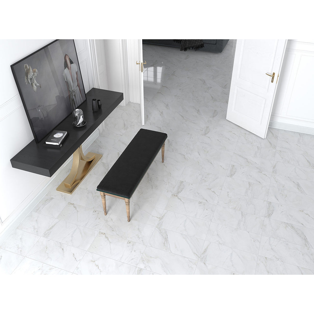 Floors 2000 - Anderson 24 in. x 24 in. Porcelain Tile - White Polished Room