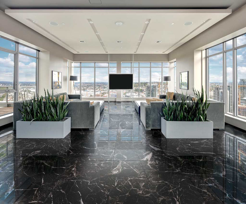 Floors 2000 - Marbles 12 in. x 24 in. Porcelain Tile - Nero Polished Room scene