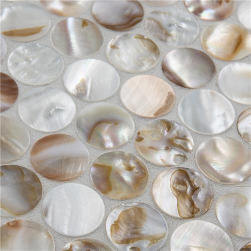 SomerTile - Conchella Penny Natural Seashell Mosaic - Natural Close View