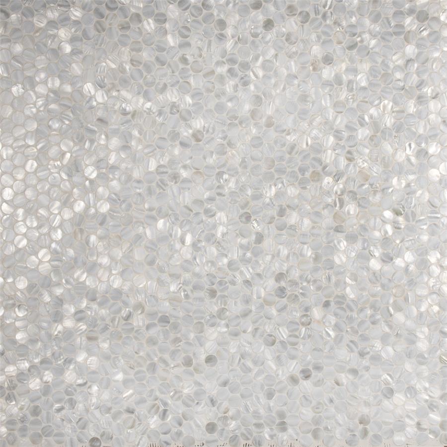 SomerTile - Conchella Penny Natural Seashell Mosaic - White Variation View