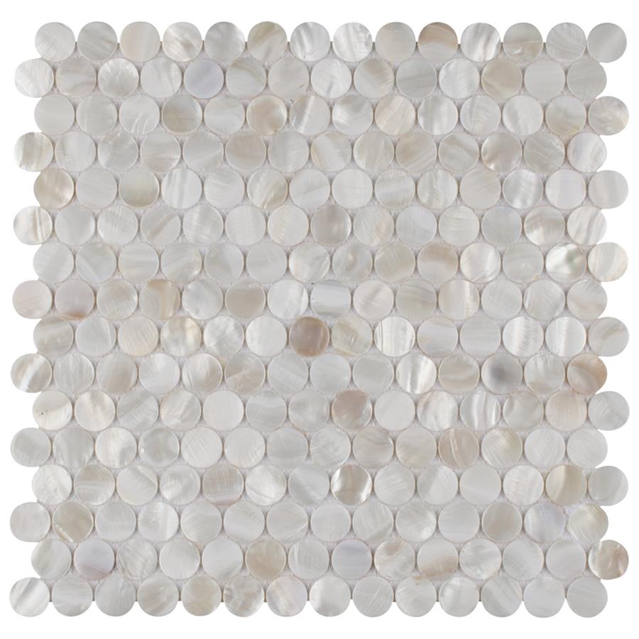 SomerTile - Conchella Mini Penny Natural Seashell Mosaic - White