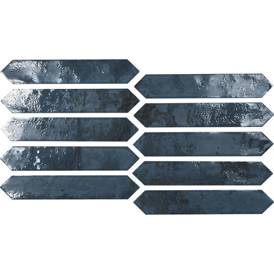 Tesoro Decorative Collection - Grunge Ceramic 2 in. x. 10 in. Picket Wall Tile - Blue