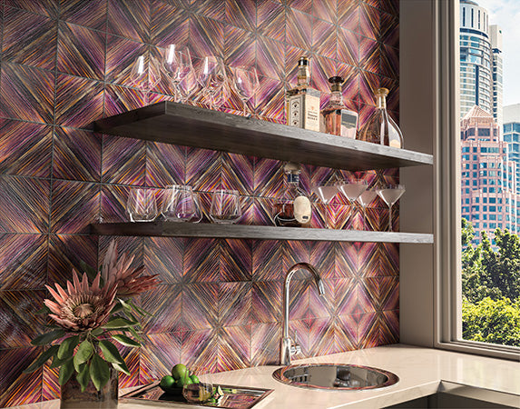 Maniscalco - Color Splash Series 6&quot; x 6&quot; Glass Tile - Prism Glow wall installation