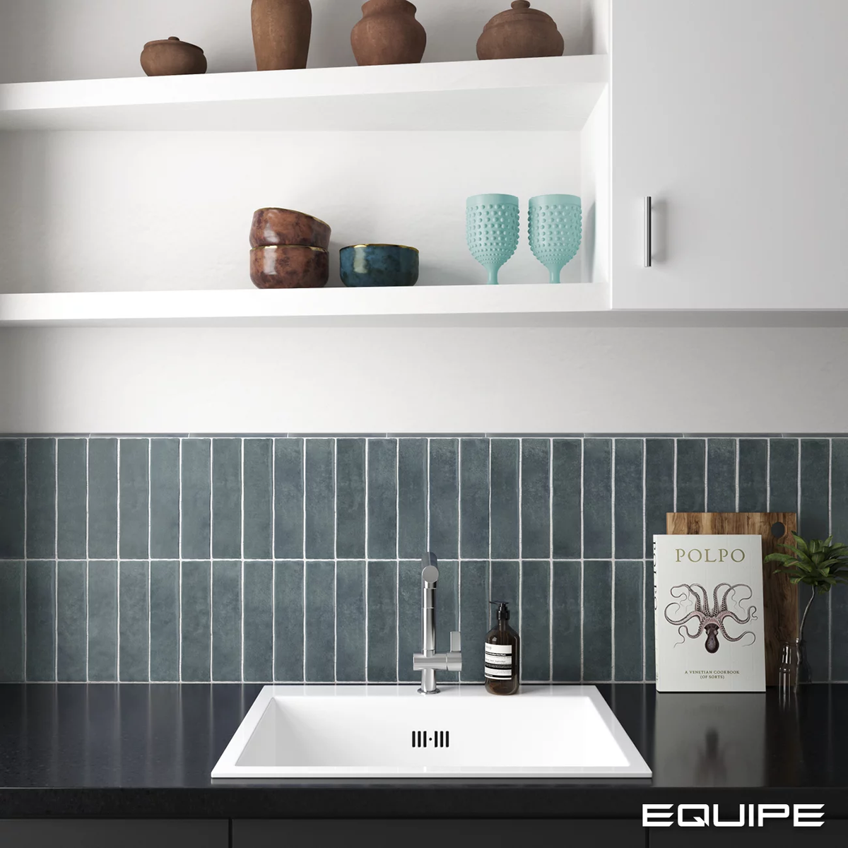 Equipe - Argile 2.5&quot; x 10&quot; Porcelain Tile - Glacier Wall Install 2