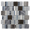 See Bellagio Tile Academia Series Glass and Stone Mosaic Tile - Evolution Grey