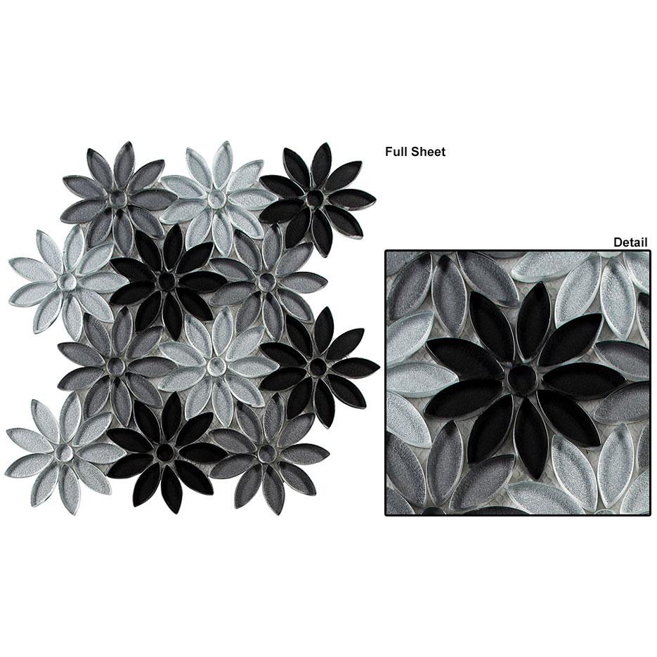 Bellagio Tile - Bouquette Series Mosaic Tile - Floral Greys