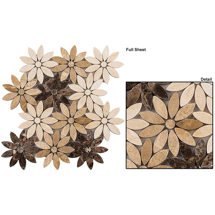 Bellagio Tile - Bouquette Series Mosaic Tile - Chestnut Blossoms
