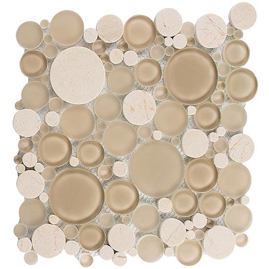 Bellagio Tile Bubble Series Mosaic Tile (Full Sheet) - Sable Brown