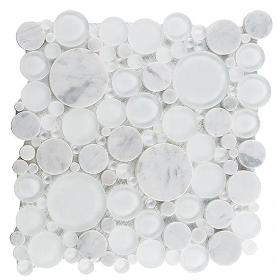 Bellagio Tile Bubble Series Mosaic Tile (Full Sheet) - White Dove