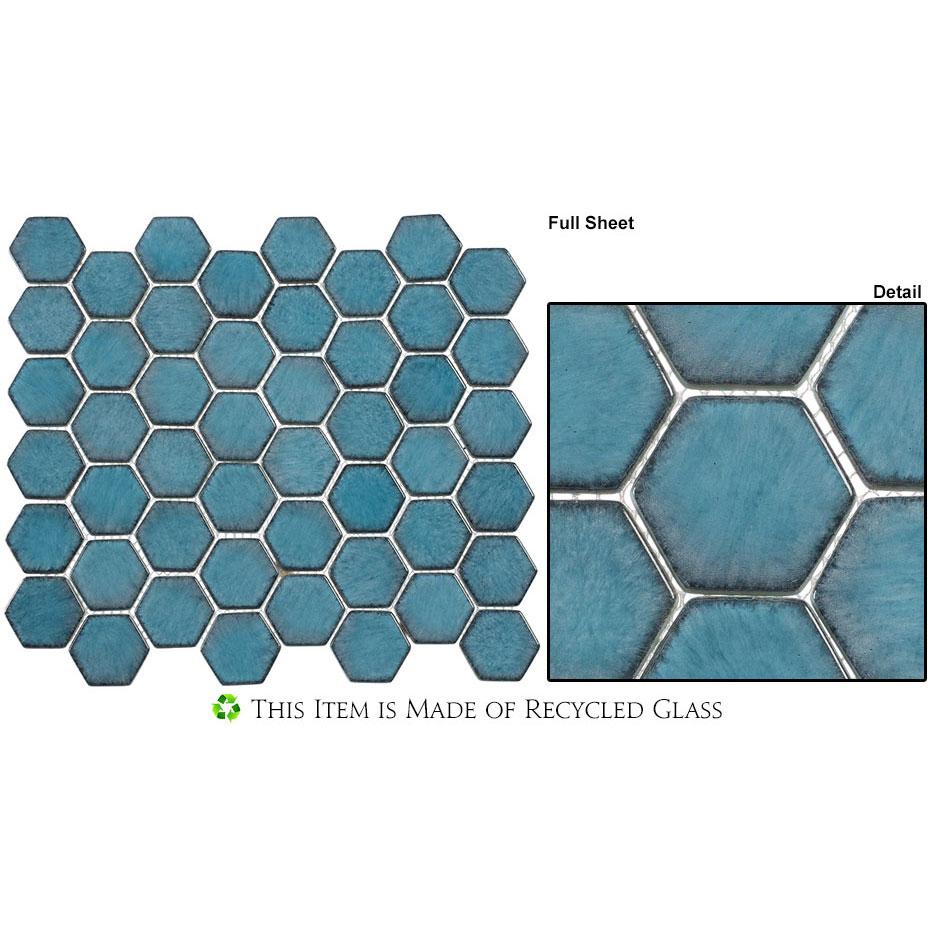 Bellagio - Greenwich Collection Hexagon Mosaic - Lafayette Blue Close View