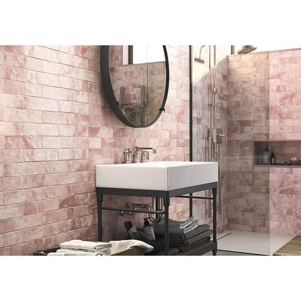 Bellagio Tile - Rain Drops Collection 3 x 12 Wall Tile - Pink Dew