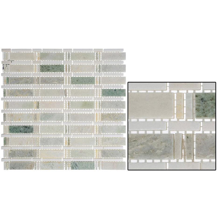 Bellagio Tile - Skyline Mosaic - Ming Green + Thassos White Dots