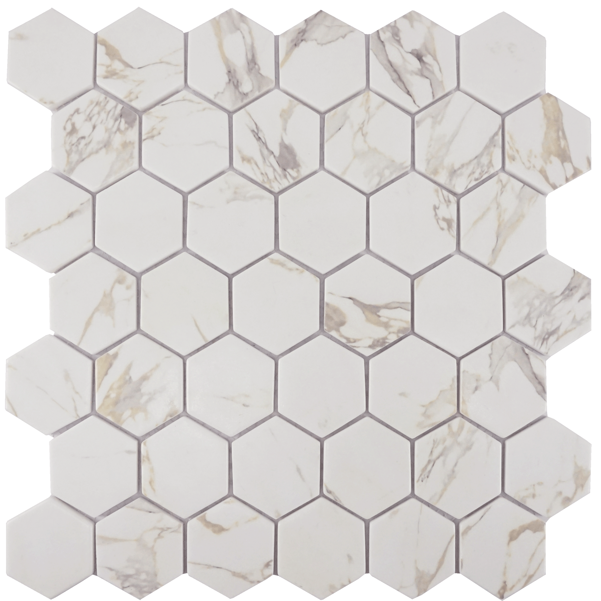 Tesoro - Native Series - Matte Glass Mosaic - Habana Beige 2" Hex