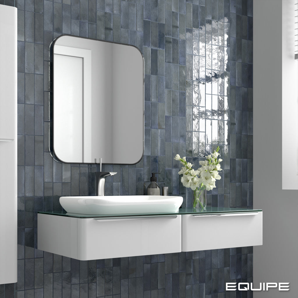 Equipe - Hanoi 2 1/2&quot; x 8&quot; Ceramic Tile - Blue Night Wall Install