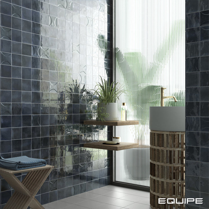 Equipe - Hanoi 4" x 4" Ceramic Tile - Blue Night Installed