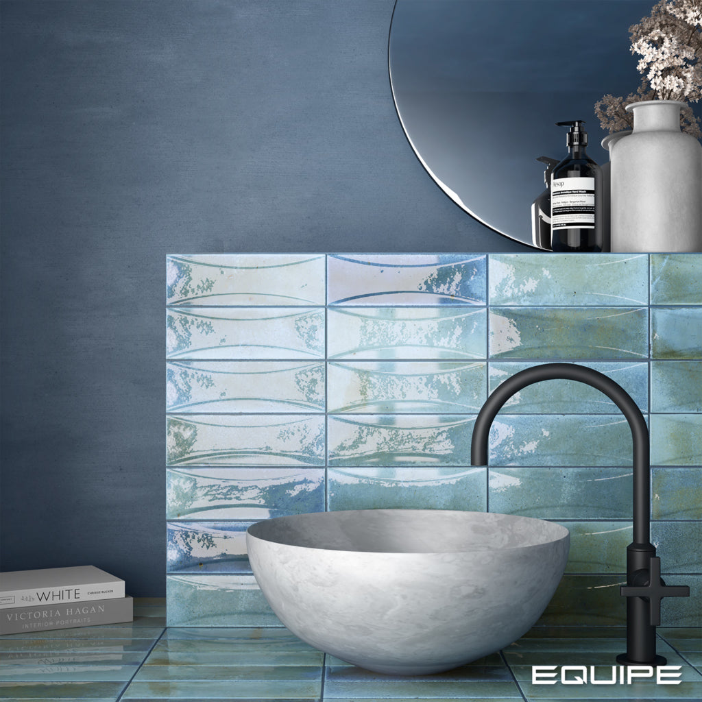 Equipe - Hanoi 2 1/2&quot; x 8&quot; Ceramic Tile - Sky Blue Installed