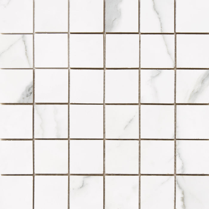Happy Floors - Statuario 12 in. x 12 in. Mosaic - (Glossy)