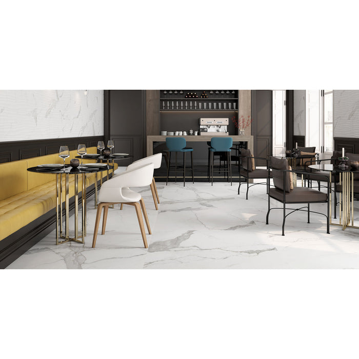 Happy Floors - Statuario 30 in. x 30 in. Rectified Porcelain Tile -  Installed