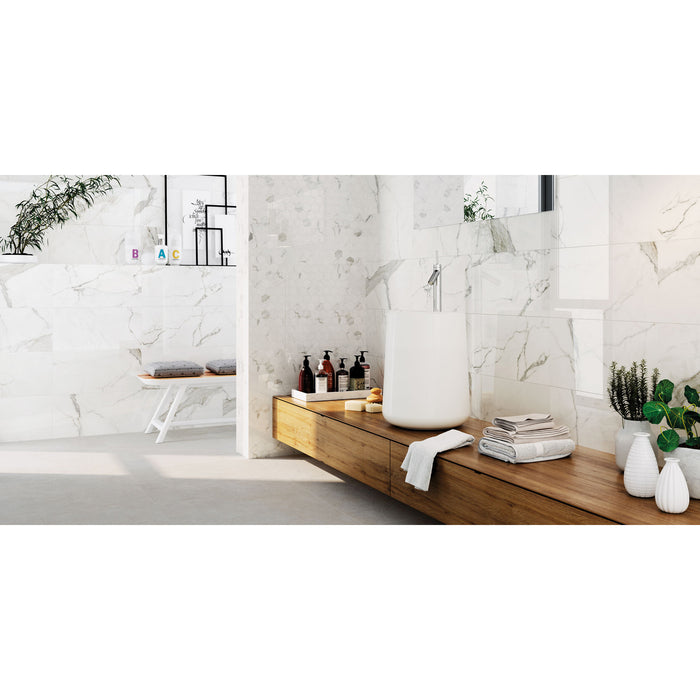 Happy Floors - Statuario 30 in. x 30 in. Rectified Porcelain Tile - Installed