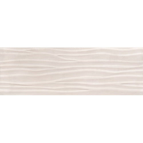 Happy Floors - Titan - 12 in. x 36 in. Rectified Ceramic Wave Wall Tile - Glossy - Ivory