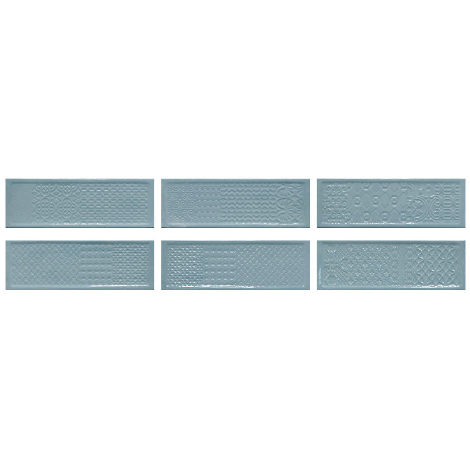 Happy Floors - Titan - 4 in. x 12 in. Deco Ceramic Wall Tile - Glossy - Aqua