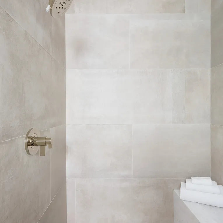 Arizona Tile - Reside USA Series - 24&quot; x 48&quot; Rectified Porcelain Tile - Beige wall installation