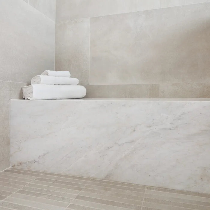 Arizona Tile - Reside USA Series - 24" x 48" Rectified Porcelain Tile - Beige wall installation