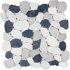 See Tesoro - Ocean Stones Collection - Sliced Pebble Mosaic - Black/White/Tan