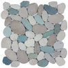 See Tesoro - Ocean Stones Collection - Sliced Pebble Mosaic - White/Green/Tan