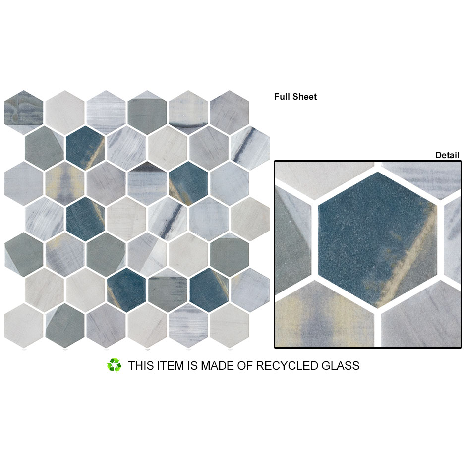 Bellagio - New Belfont Collection Glass Hex Mosaic - Griego Elegance