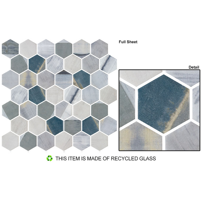 Bellagio - New Belfont Collection Glass Hex Mosaic - Griego Elegance