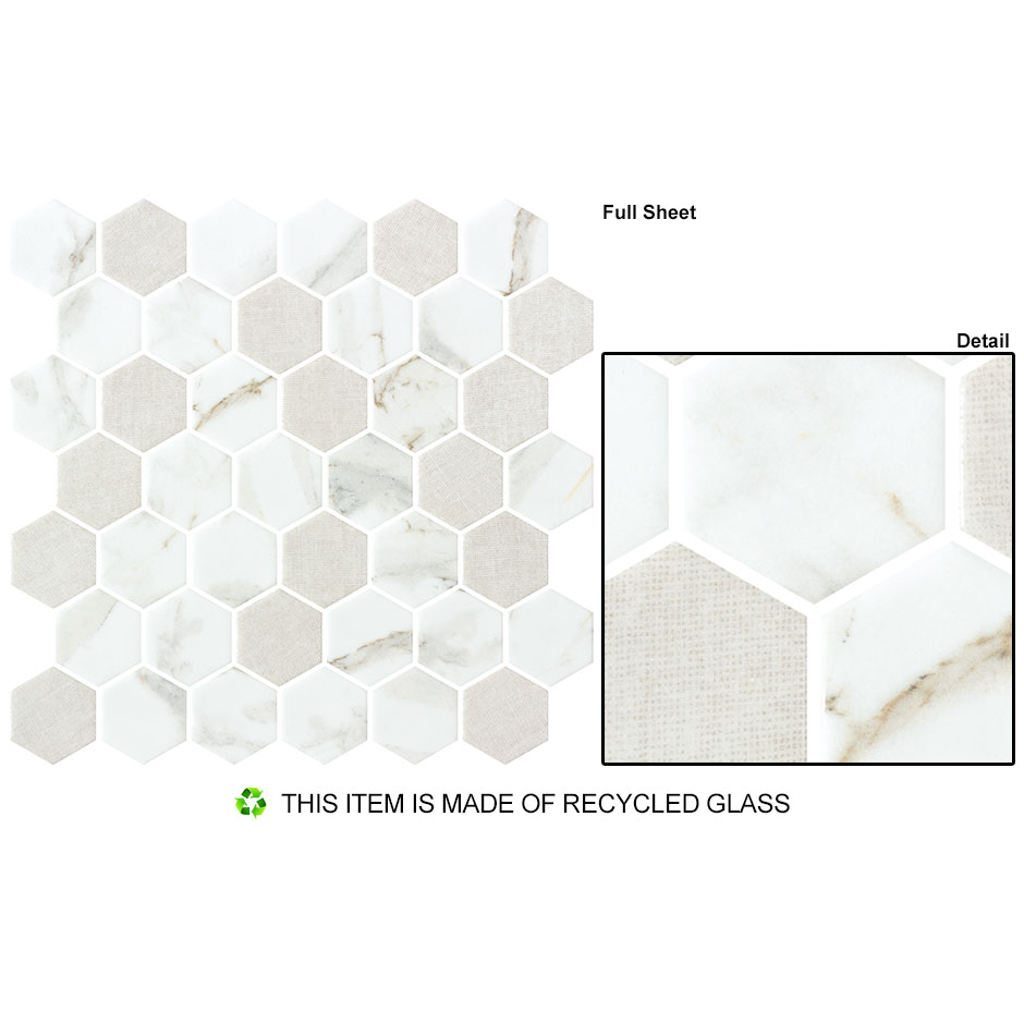 Bellagio - New Belfont Collection Glass Hex Mosaic - Italica Charm