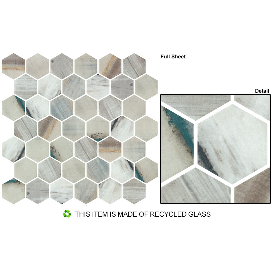 Bellagio - New Belfont Collection Glass Hex Mosaic - Merida Allure