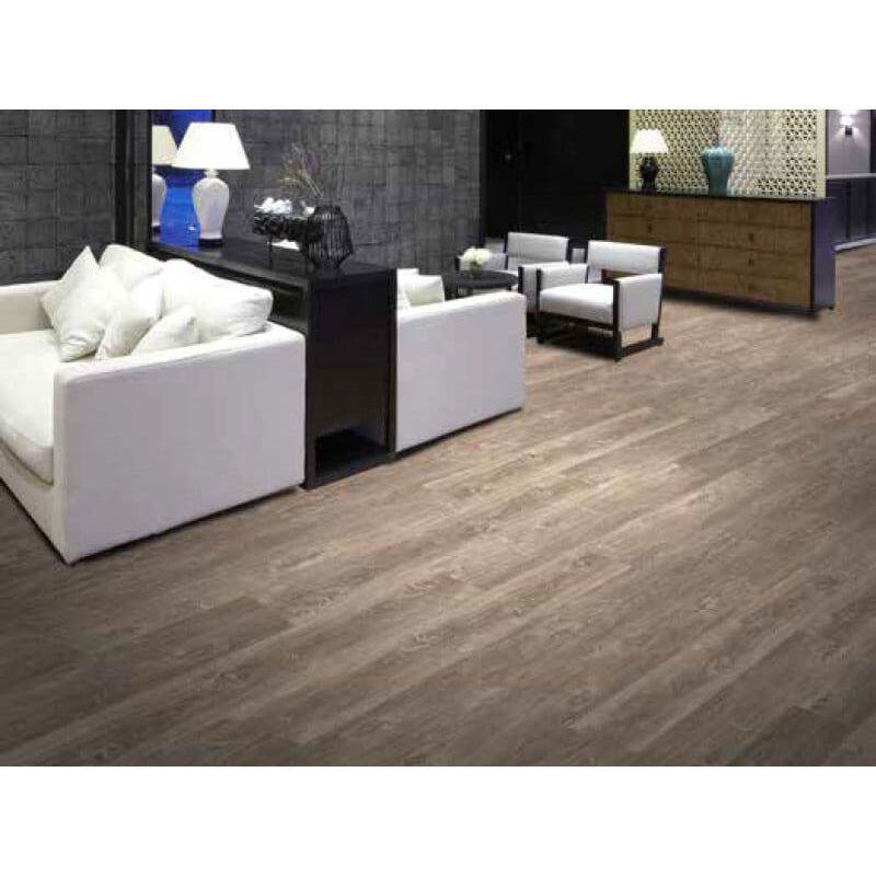 Jackson Vinyl - Freedom Plank - 6 in. x 48 in. - Ash Brown Room Scene