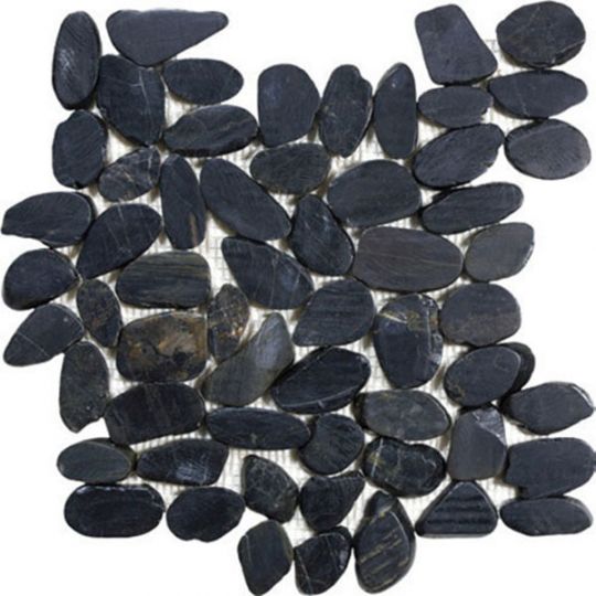 Tesoro - Ocean Stones Collection - Sliced Pebble Mosaic - Black