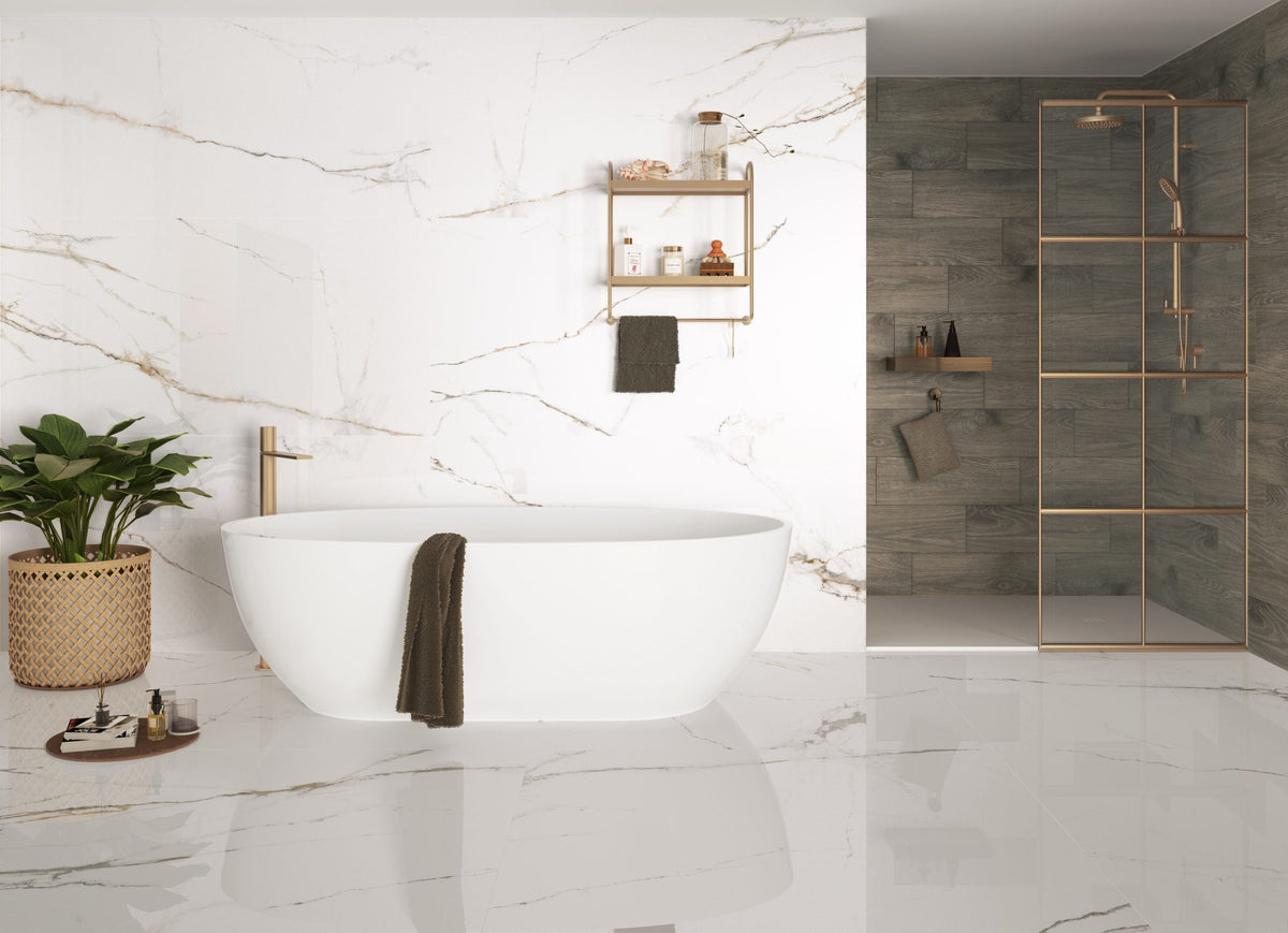 General Ceramic - Lance Series 12 in. x 24 in. Polished Rectified Porcelain Tile - White Room Scene