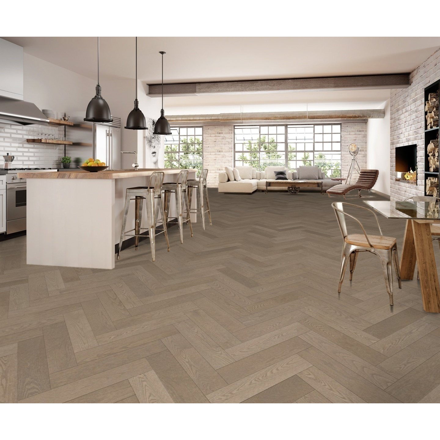 Lauzon - Ambiance Tempo 5 3/16" Nextstep Herringbone Engineered Hardwood - Red Oak Arabesque