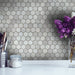 Lungarno Ceramics - Artisan Glass 1.5 in. Hexagon Mosaic - Grigio Installed