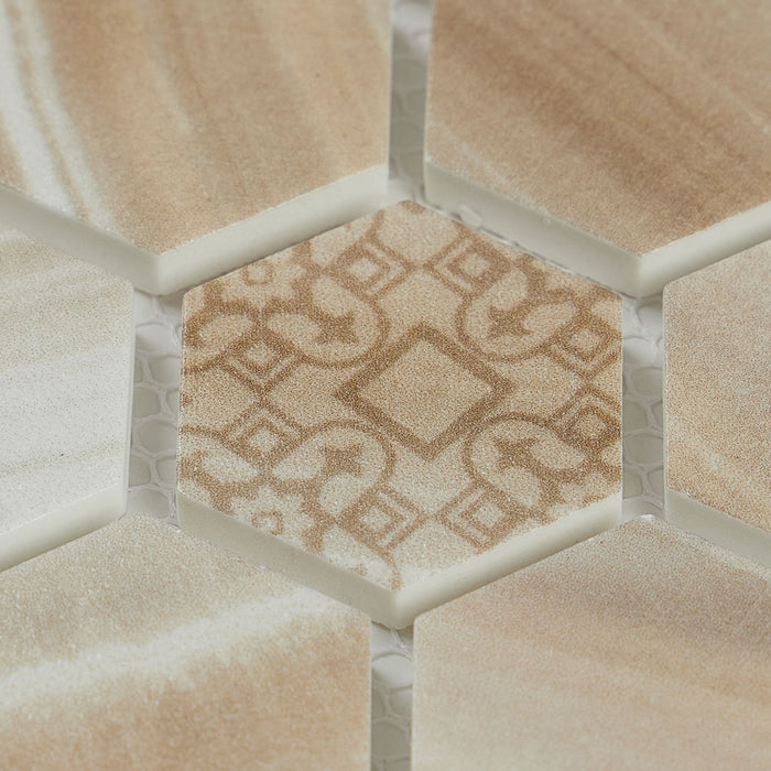 Lungarno Ceramics - Artisan Glass 1.5 in. Hexagon Mosaic - Onyx