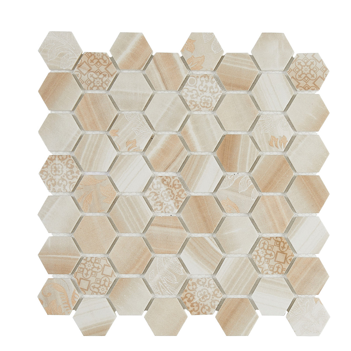 Lungarno Ceramics - Artisan Glass 1.5 in. Hexagon Mosaic - Onyx