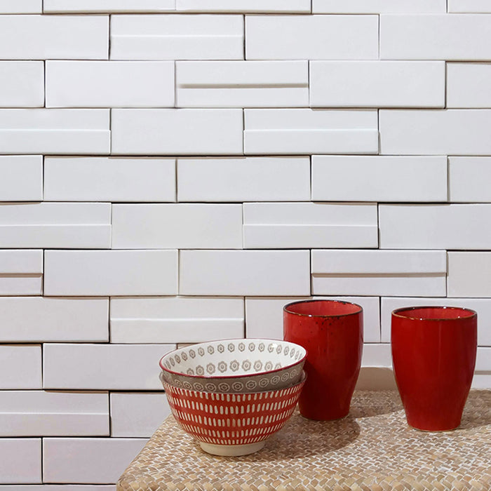 Lungarno Ceramics - Casablanca 2" x 6" Wall Tile - Cloud Installed
