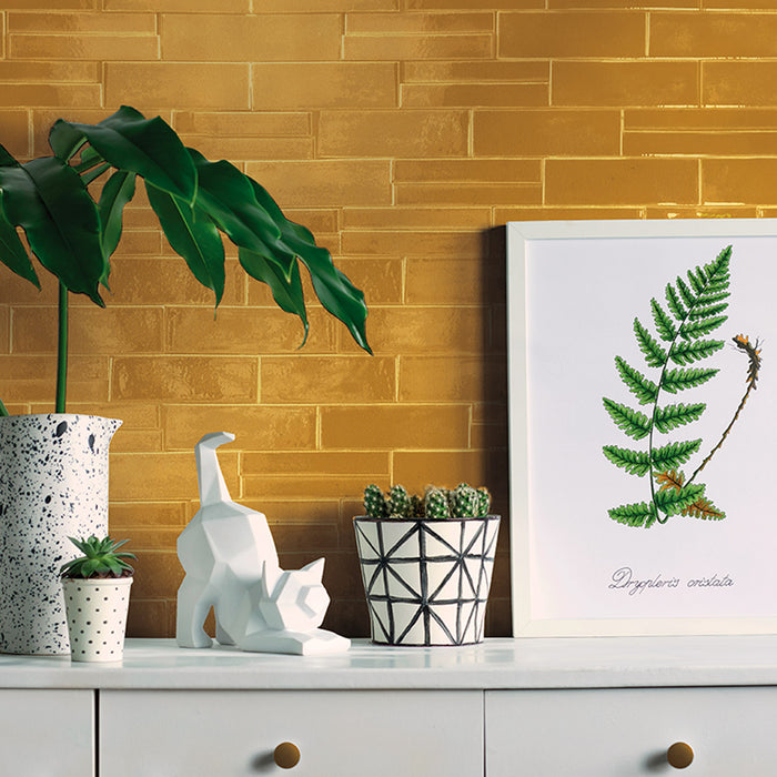 Lungarno Ceramics - Casablanca 2" x 6" Wall Tile - Saffron Installed