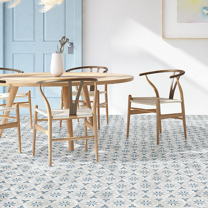 Lungarno Ceramics - Casablanca - Ocean Blue Hex Deco Installed