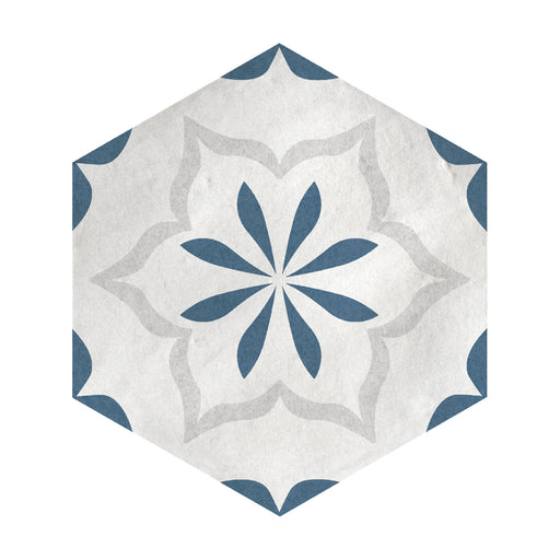 Lungarno Ceramics - Casablanca - Ocean Blue Hex Deco